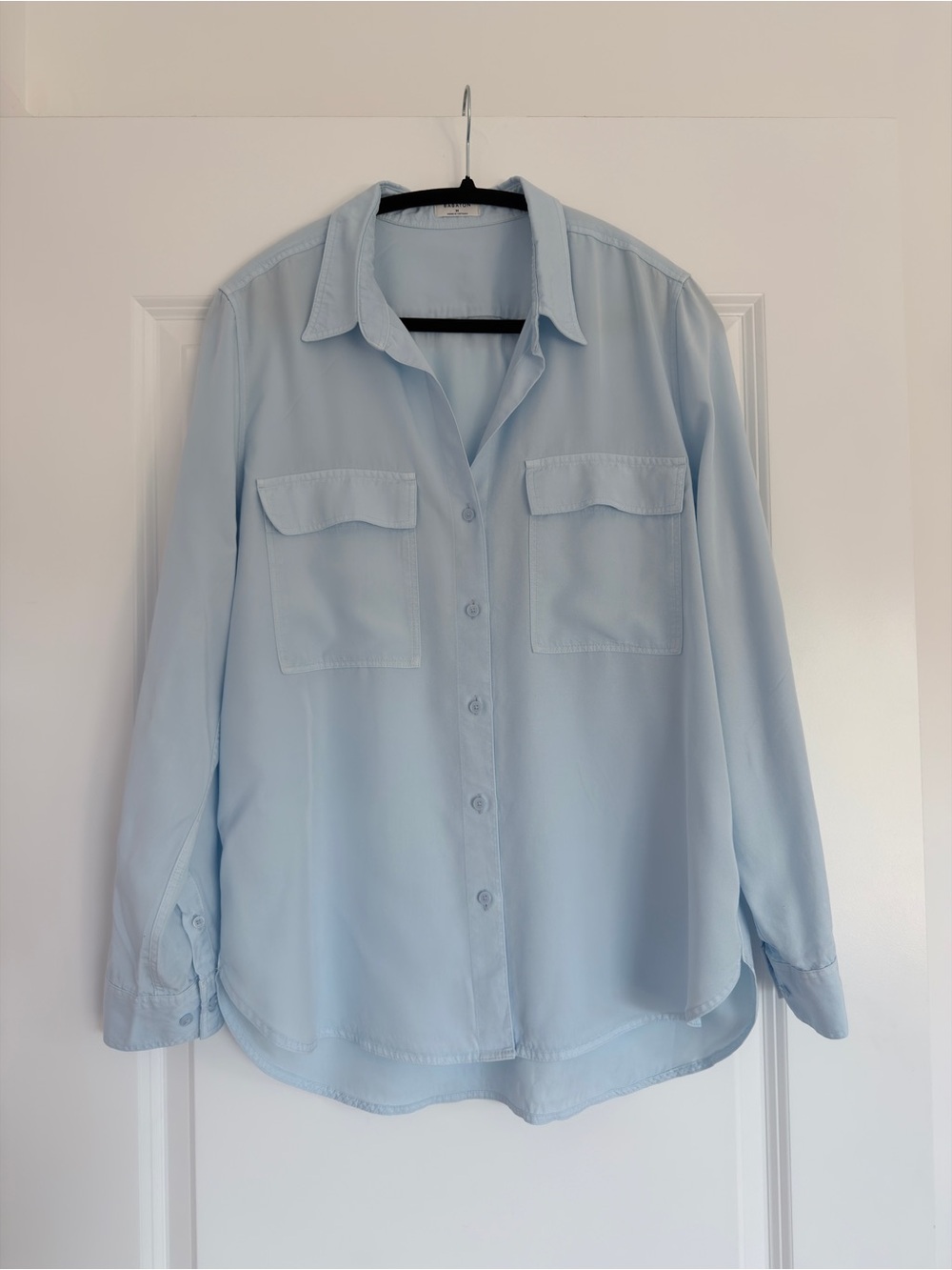 Babaton Utility Shirt Blue Lyocell Button Down Size M